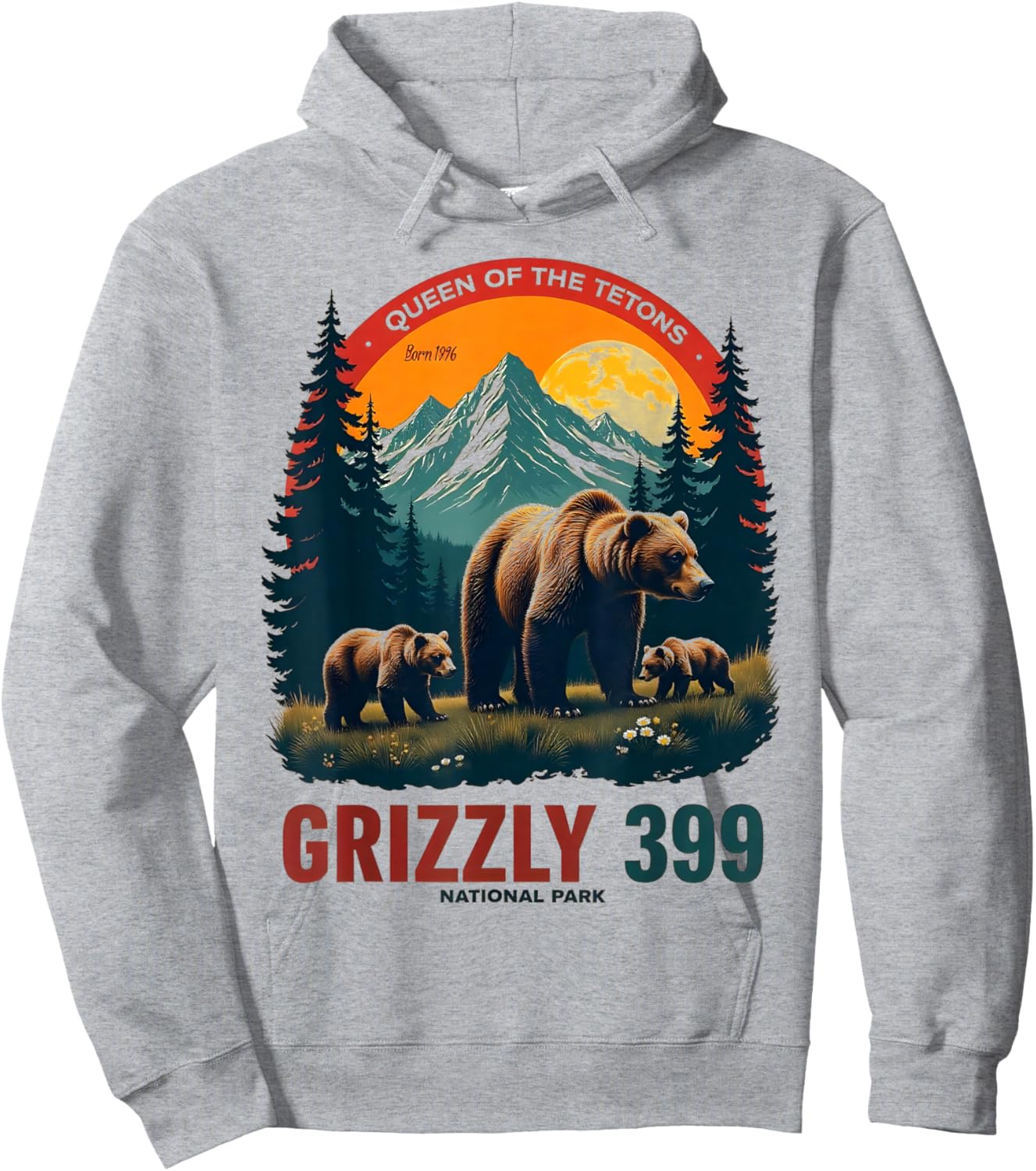 Queen of the Tetons Grizzly 399 National Park Adventure Hoodie - Hoodie | Ash