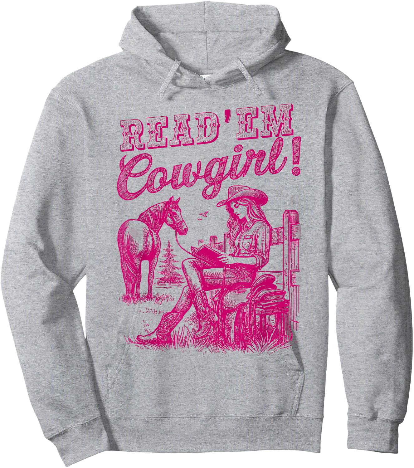 Read 'em Cowgirl Cute Western Cowgirl Texas Bookish Bookworm Hoodie - Hoodie | Ash