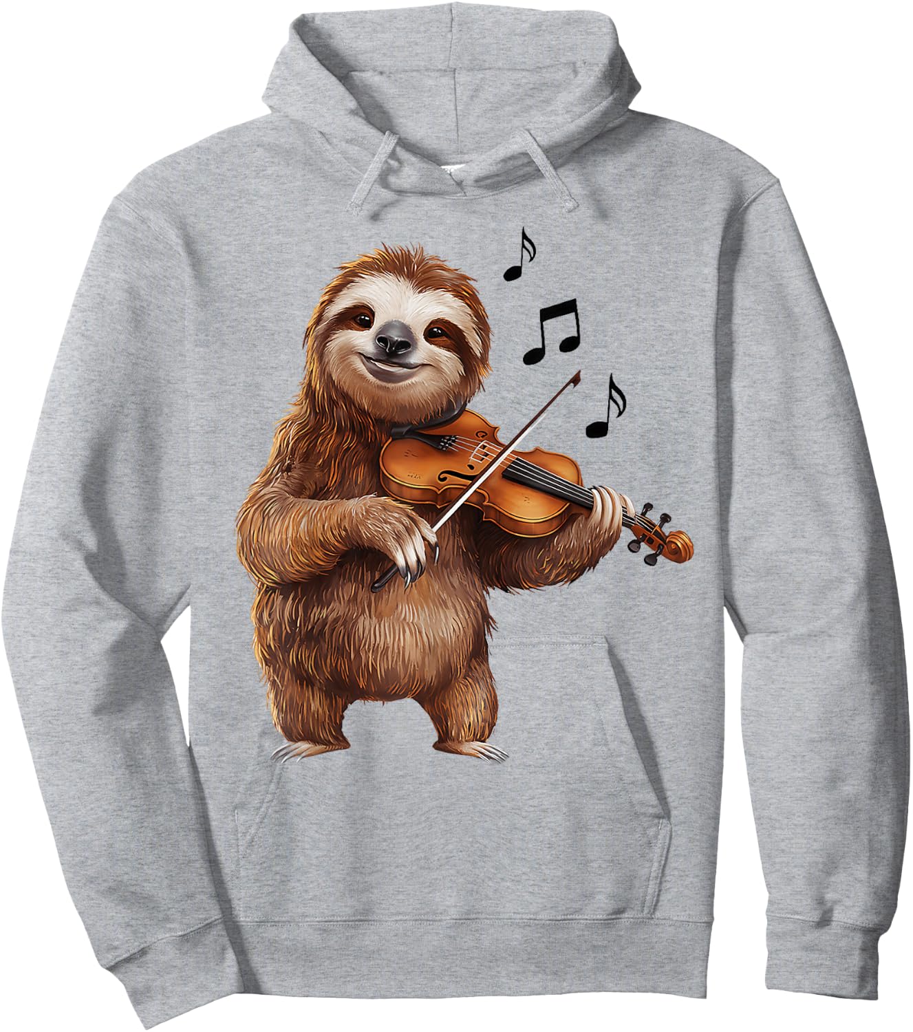 Funny Musician Violinist Cute Sloth Playing Violin Hoodie - Hoodie | Ash
