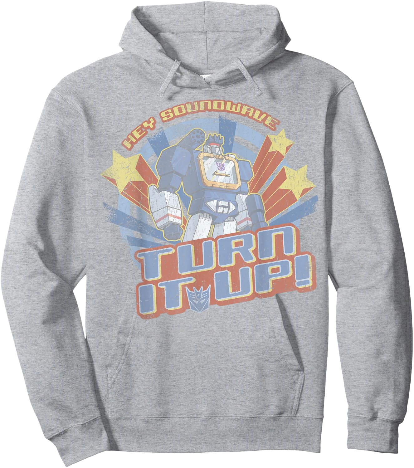 Transformers Hey Soundwave Turn It Up Classic Retro Logo Hoodie - Hoodie | Ash