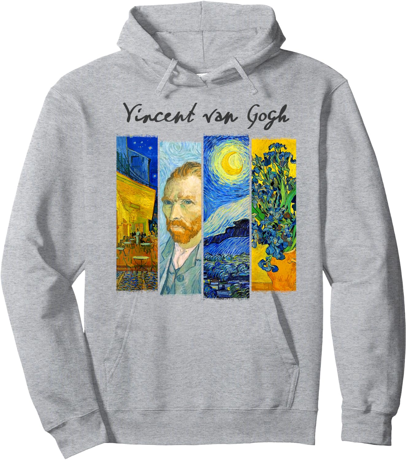 Famous Van Gogh Paintings Art Starry Night Flowers Portrait Hoodie - Hoodie | Ash