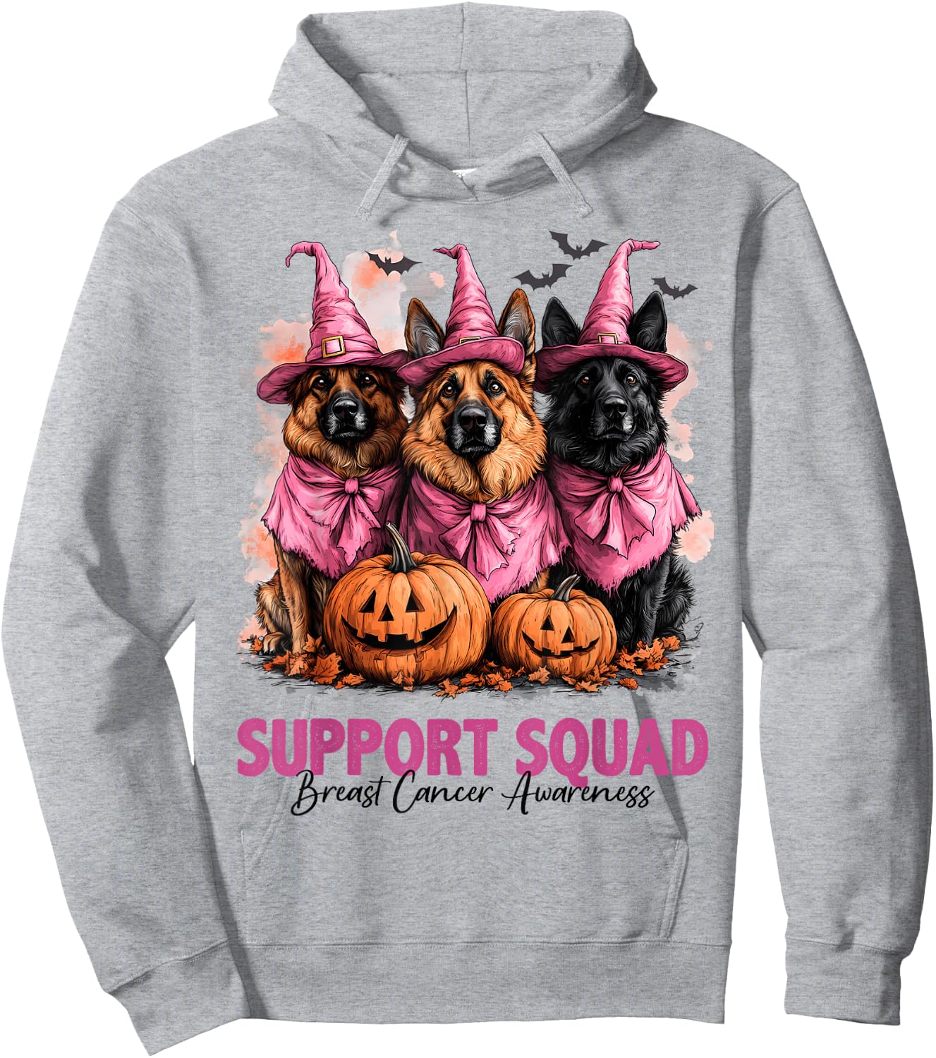 In October We Wear Pink German Shepherd Breast Cancer Gifts Hoodie - Hoodie | Ash