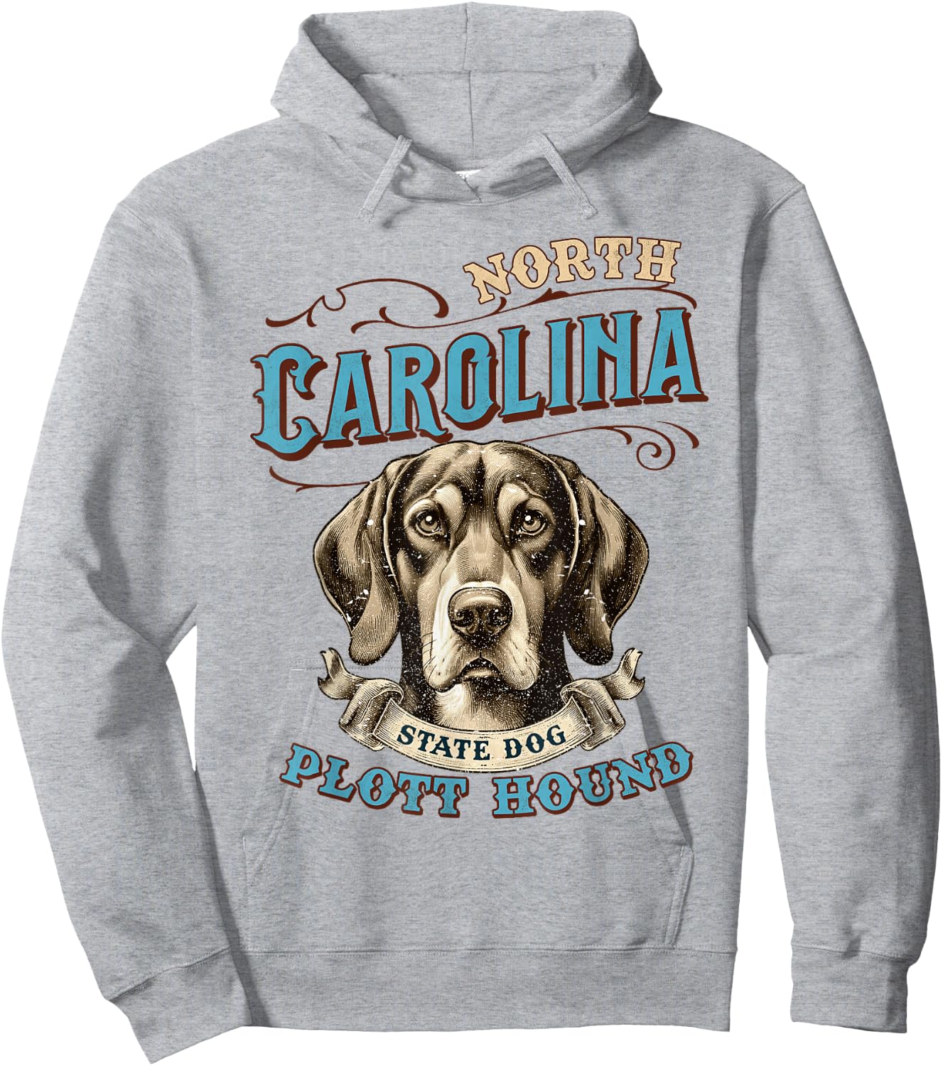 North Carolina Travel Traveling NC State Plott Hound Dog Hoodie - Hoodie | Ash
