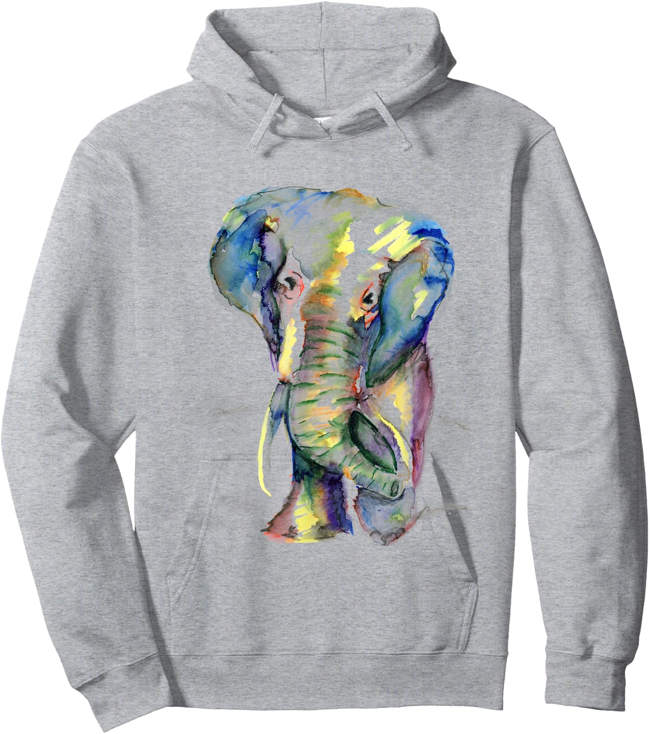 Elephant Lover Animal White Colorful Painting Gift Hoodie - Hoodie | Ash