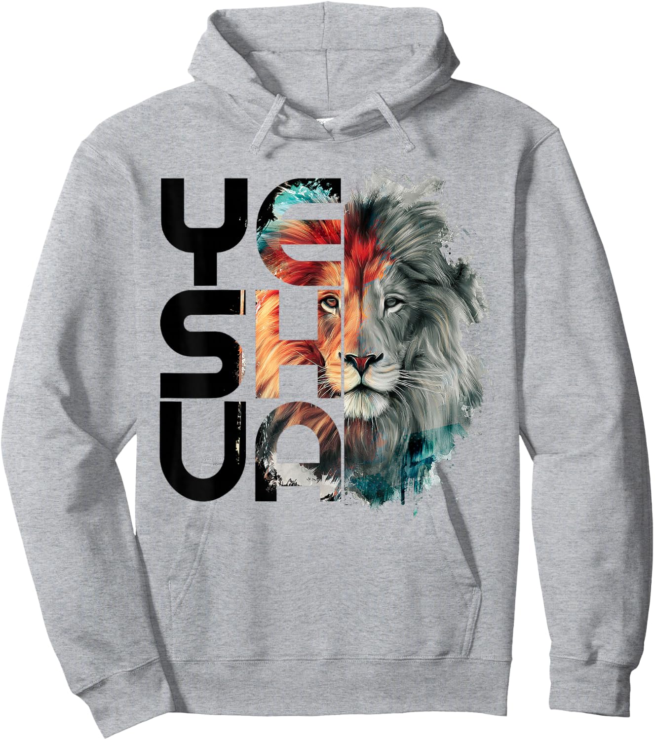 Lion And Yeshua Christian Hoodie - Hoodie | Ash