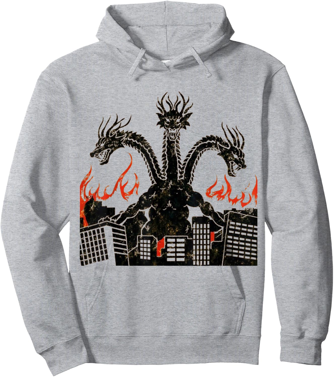 Vintage Dragon King Ghidorah Art Sunset Japanese Kids Men Hoodie - Hoodie | Ash