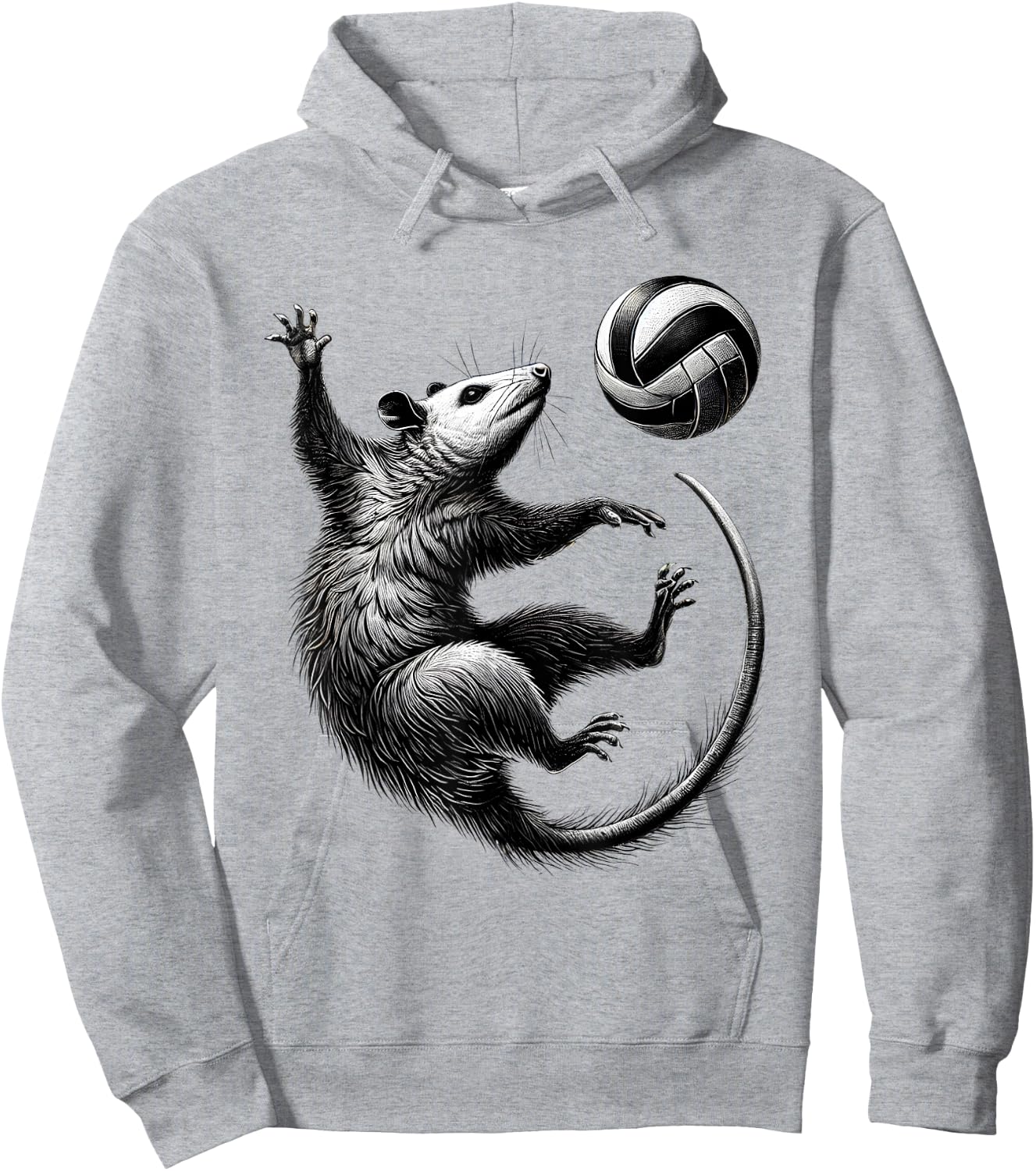 Vintage Possum Playing Volleyball Opossum Volleyball Player Hoodie - Hoodie | Ash