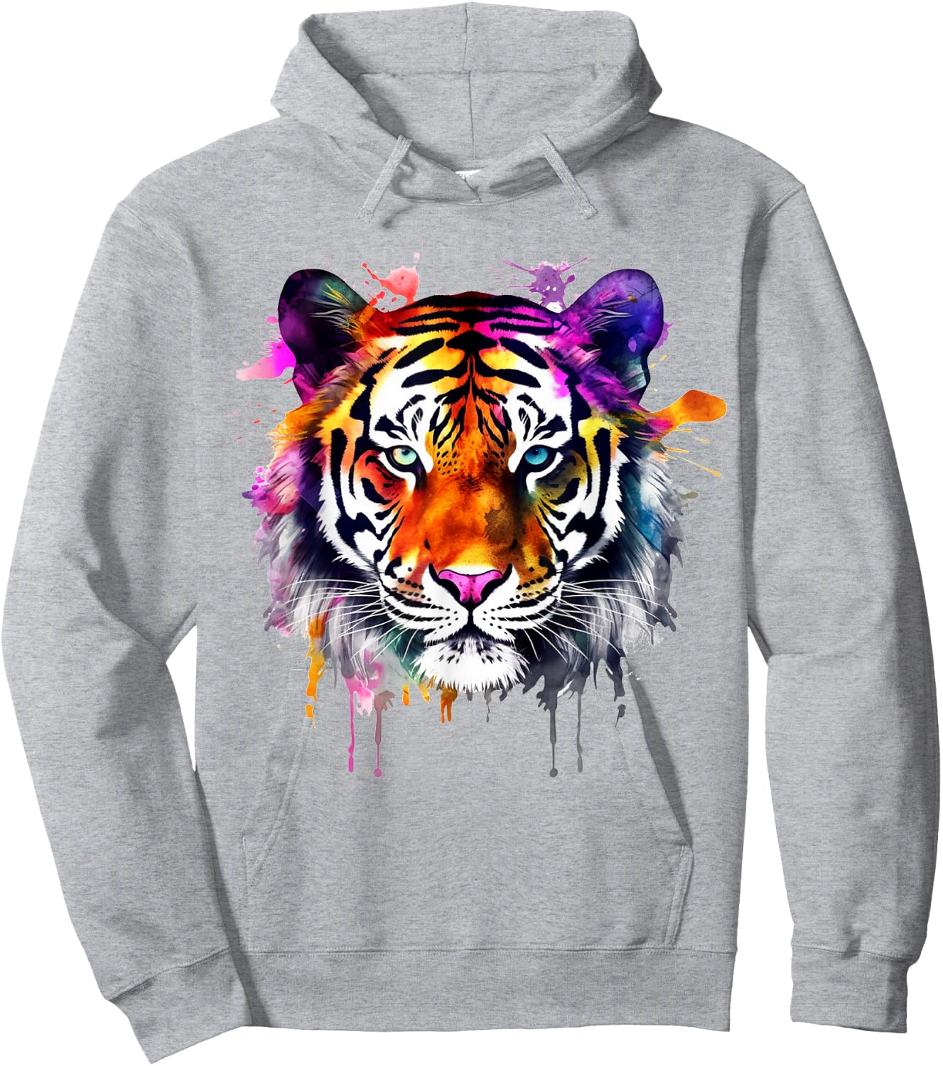 Tiger Colourful Artwork - Animal Art Motif Tiger Hoodie - Hoodie | Ash