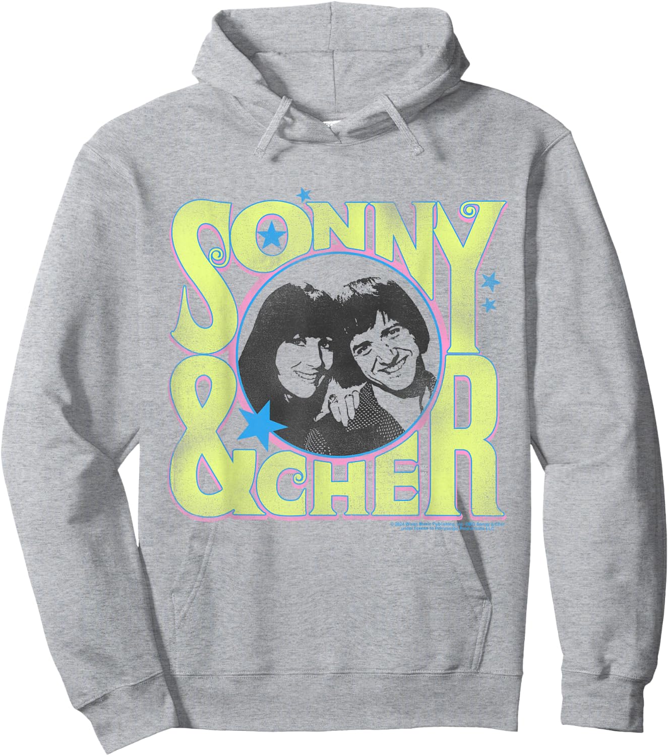 Popfunk Sonny and Cher Retro Circle Logo , Small, Grey Hoodie - Hoodie | Ash