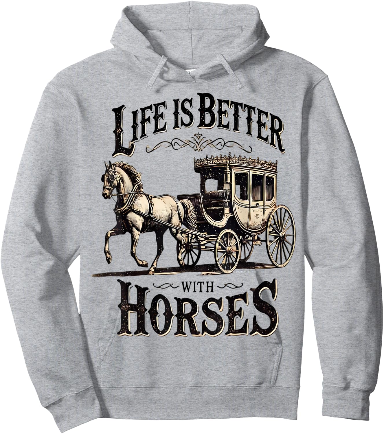 Life is Better with Horses Vintage Carriage Horse Trainers Hoodie - Hoodie | Ash