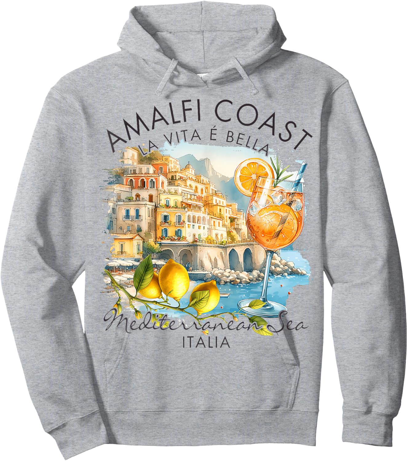 Amalfi Coast Italy Travel Trip Vacation Sea Hoodie - Hoodie | Ash