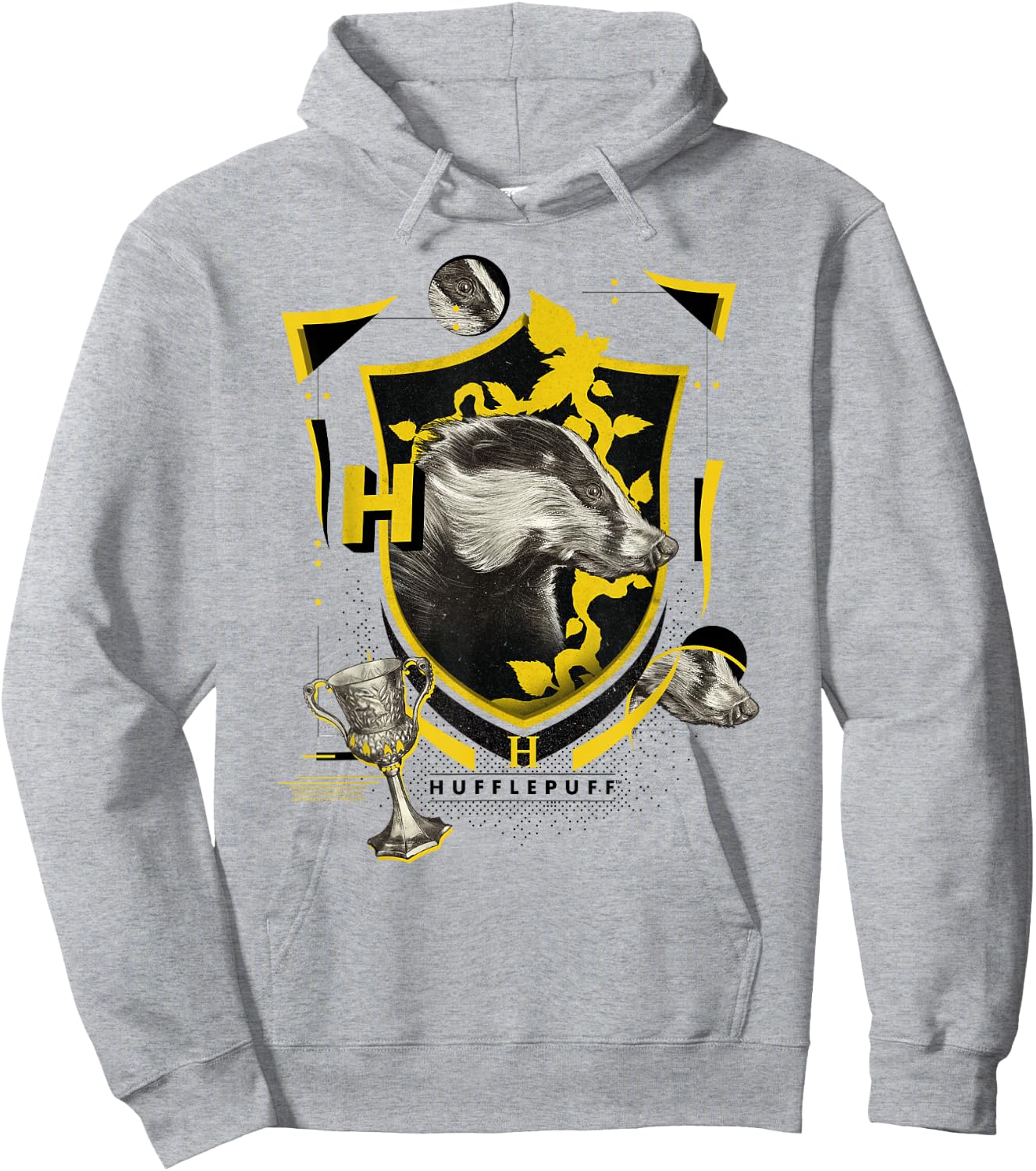 Harry Potter Hufflepuff Shield Realistic Badger Hoodie - Hoodie | Ash