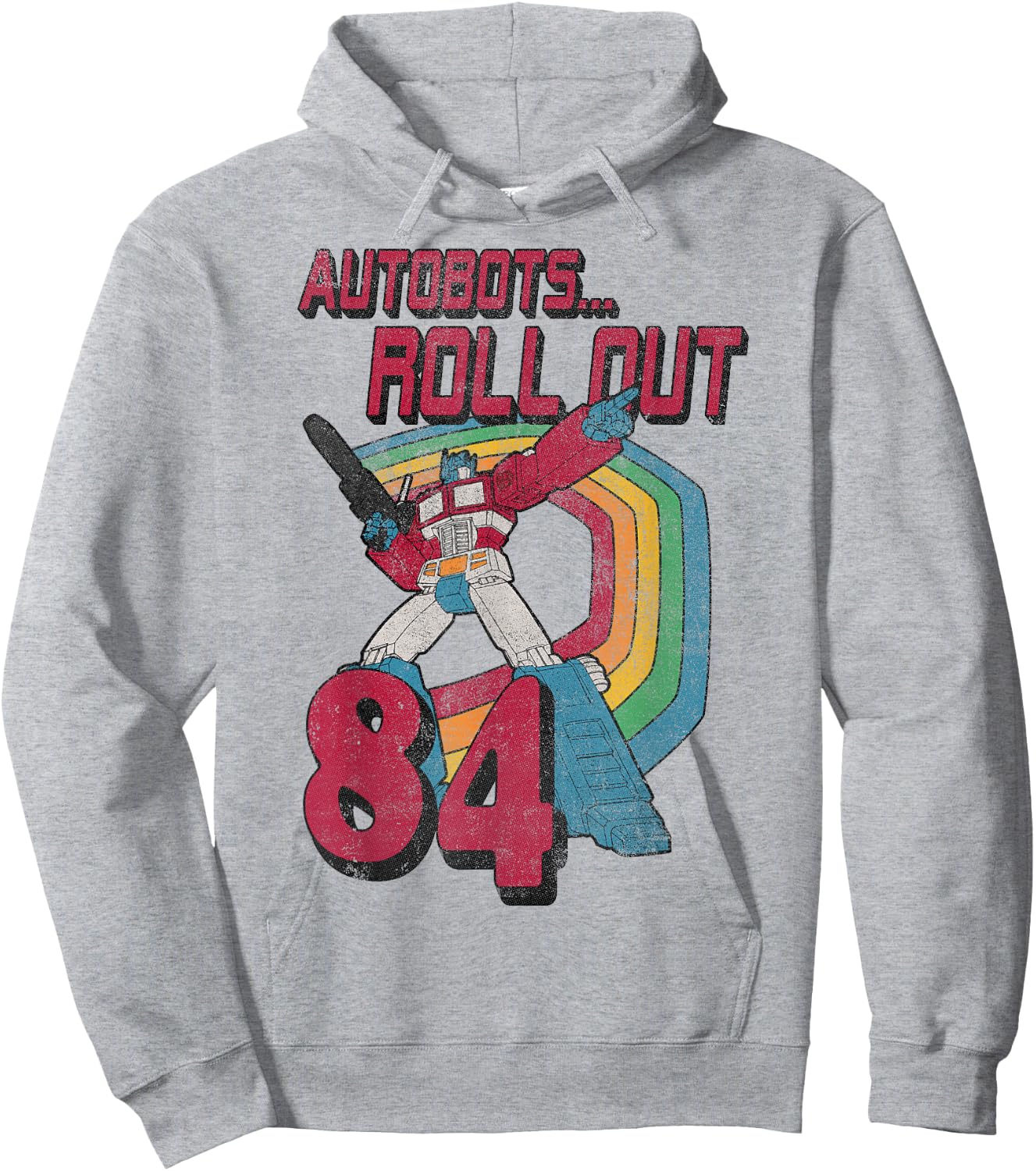 Transformers Autobots Retro Roll Out 84 Rainbow Stripe Hoodie - Hoodie | Ash