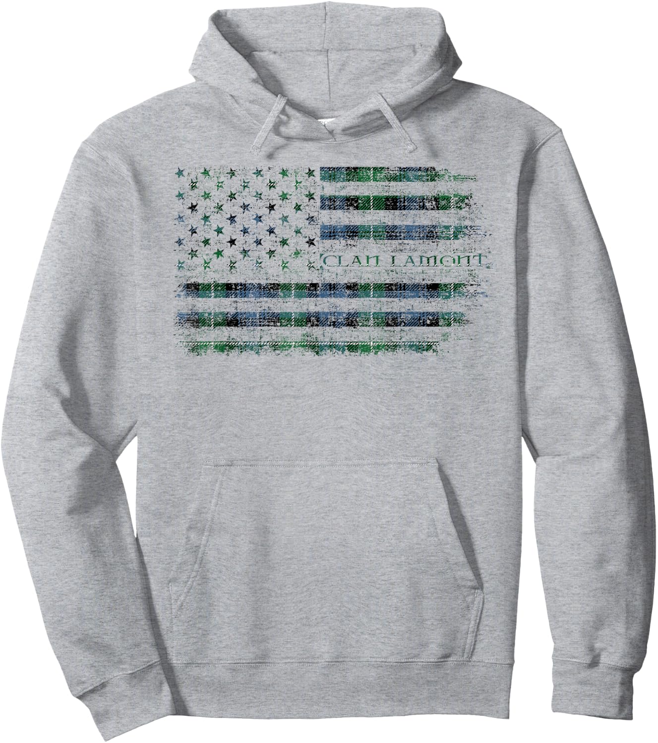 Clan Lamont Scottish tartan US flag kilt Scotland Hoodie - Hoodie | Ash