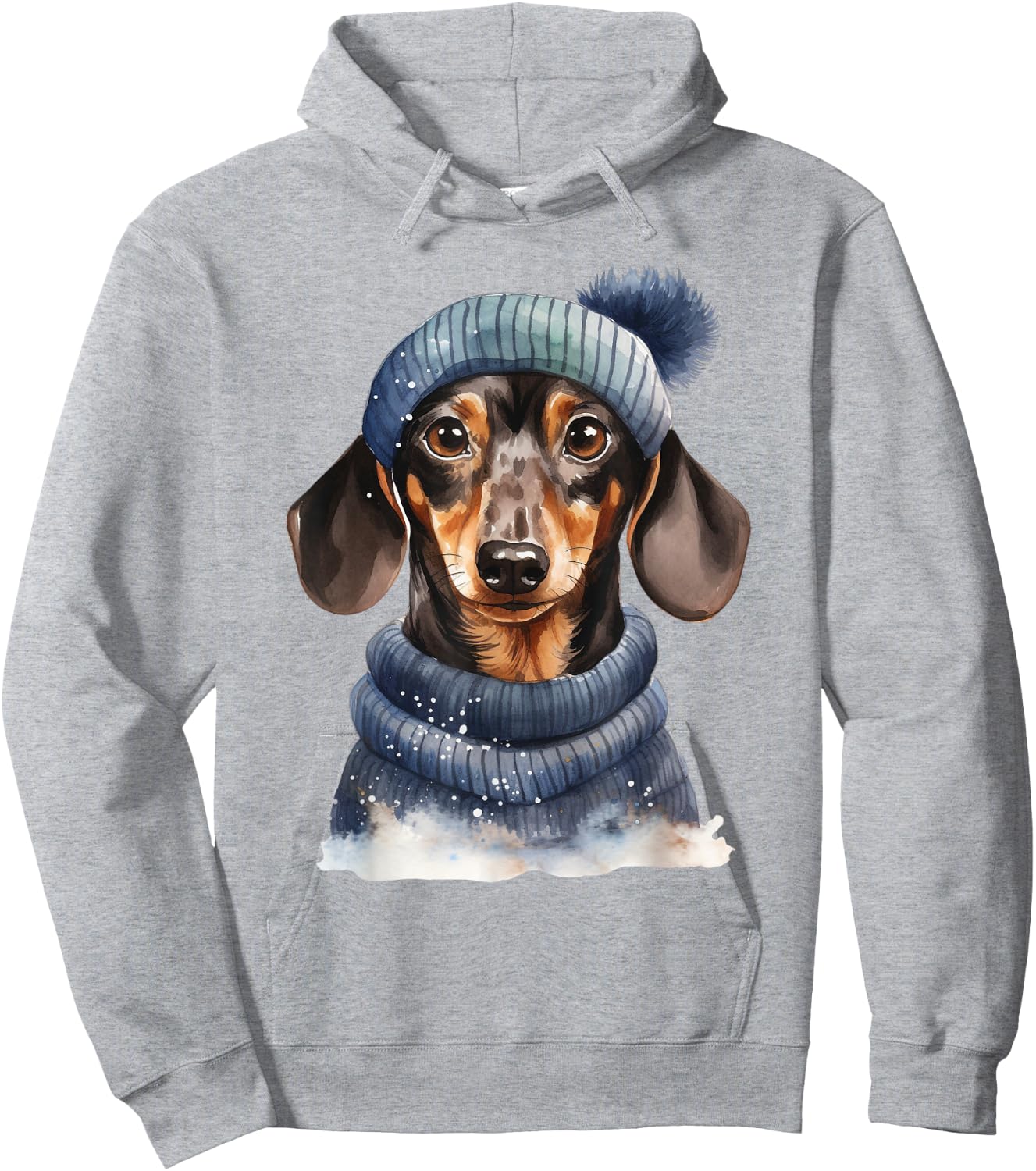Christmas Winter Wiener & Dachshund Hoodie - Hoodie | Ash