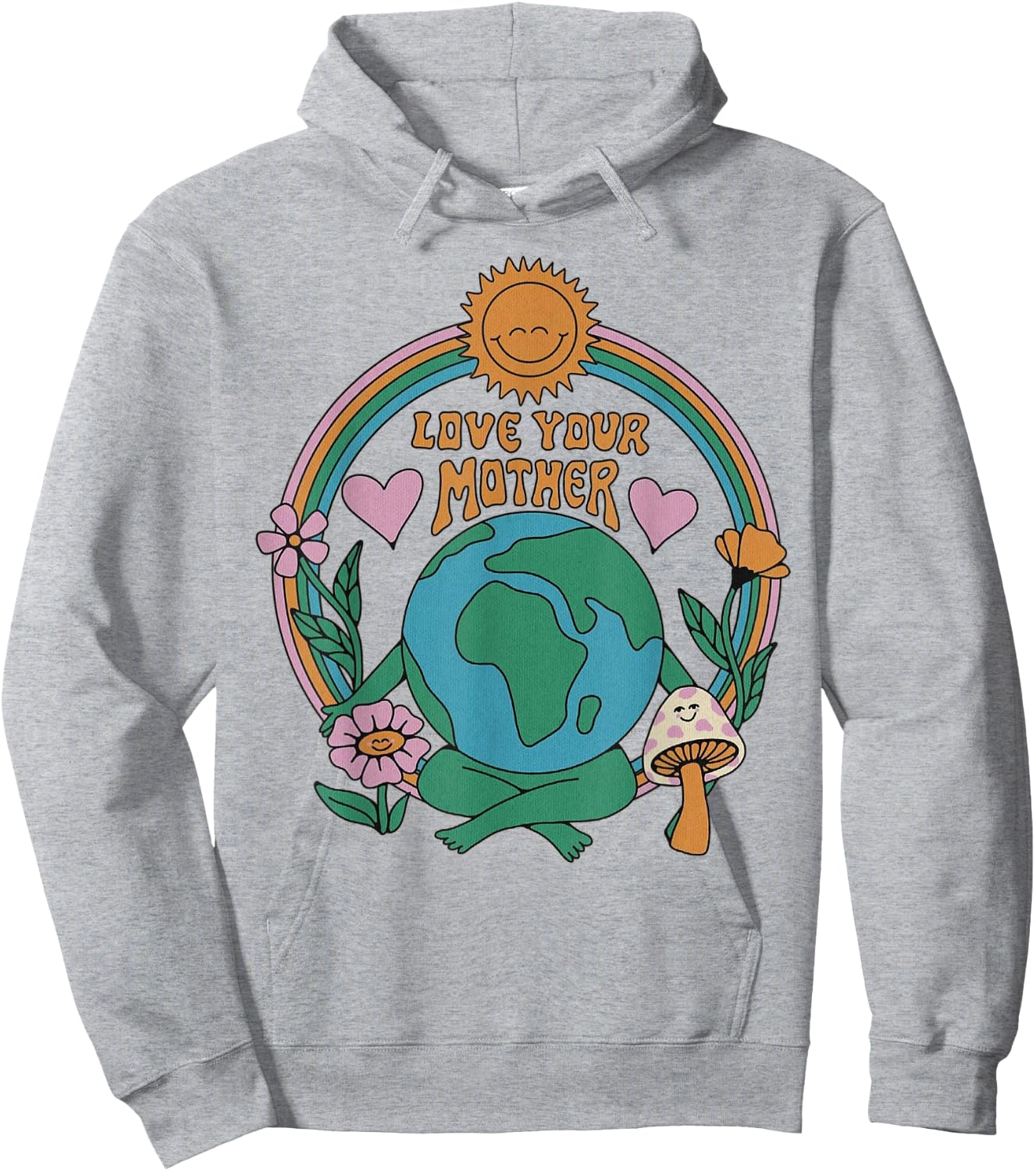 Love Your Mother Vintage Environmentally Friendly Earth Day Hoodie - Hoodie | Ash
