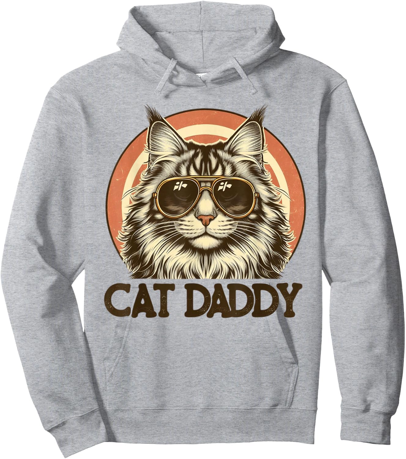Cat Daddy Cool Maine Coon Cat Father's Day Retro Cat Dad Hoodie - Hoodie | Ash