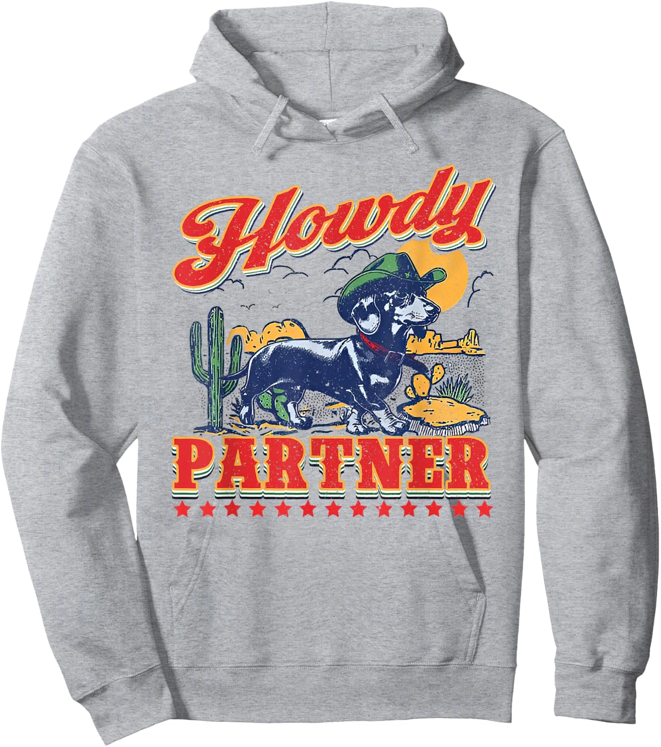 Howdy Partner - ready for Rodeo - Cowboy Weenie Dachshund Hoodie - Hoodie | Ash