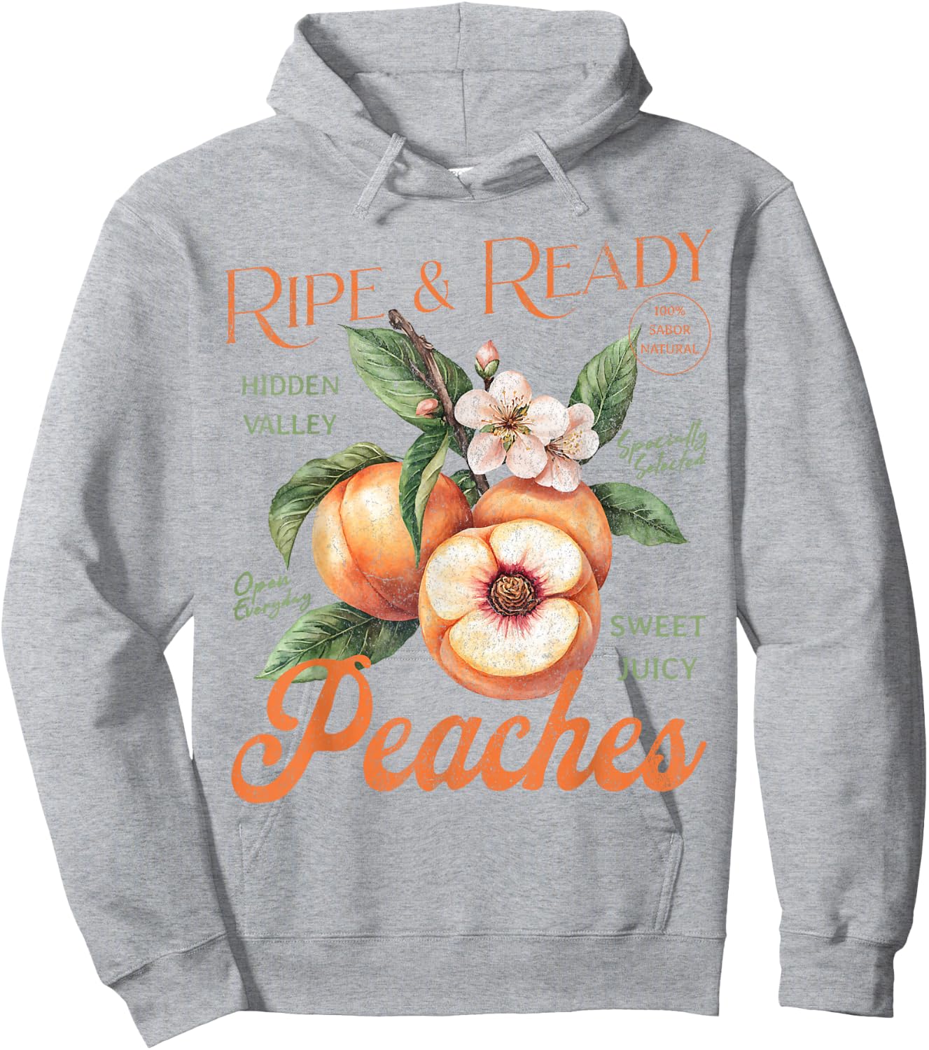 Fresh Peaches Natural Organic Locally Farm Summer Peachy Hoodie - Hoodie | Ash