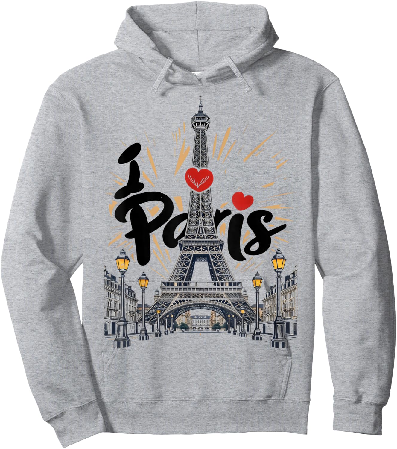 I Love Paris Eiffel Tower France, French Souvenir Hoodie - Hoodie | Ash
