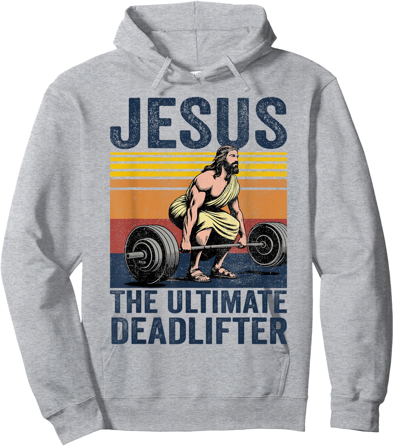Vintage Jesus The Ultimate Deadlifter Funny Christian Gym Hoodie - Hoodie | Ash