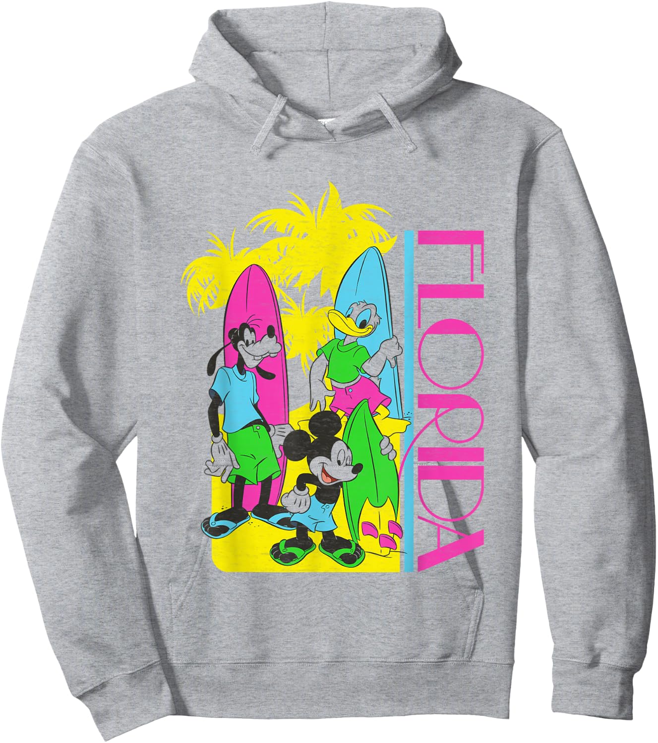 Disney Mickey And Friends Florida Ready To Surf Retro Logo Hoodie - Hoodie | Ash