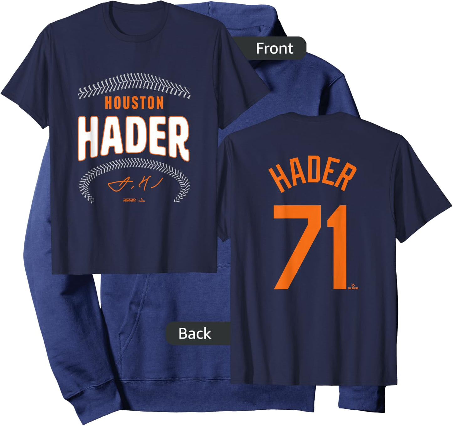 Josh Hader Houston Name & Number (Front & Back) MLBPA Hoodie - Hoodie | Navy