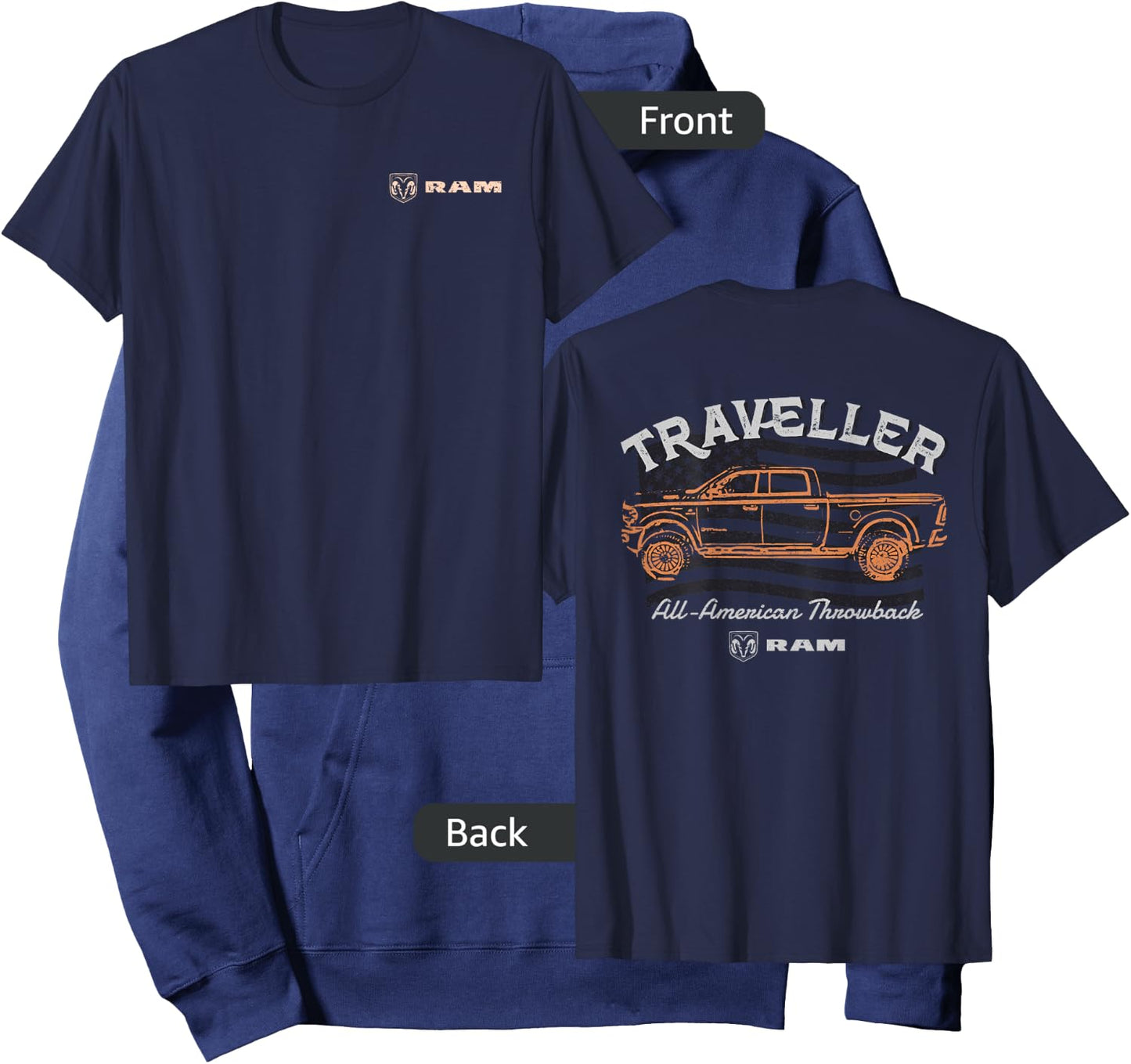 RAM Trucks All-American Throwback - Light Print (Front/Back) Hoodie - Hoodie | Navy