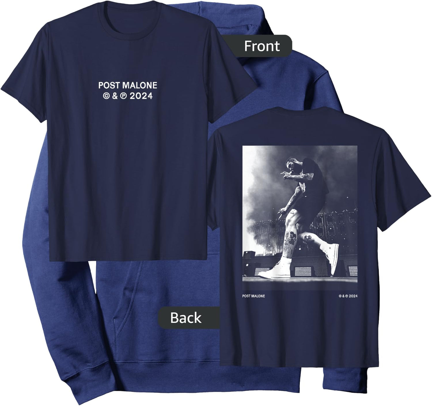 Official Post Malone Stage Photo Back Hoodie - Hoodie | Navy