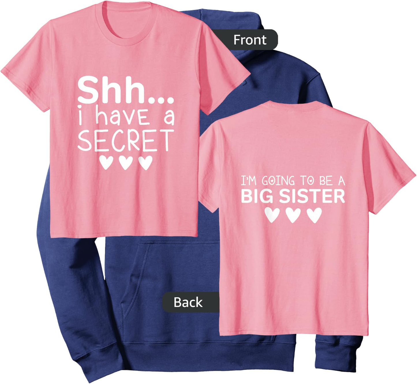 Kids I Have A Secret Big Sister Future Big Sister for Toddler Hoodie - Hoodie | Navy