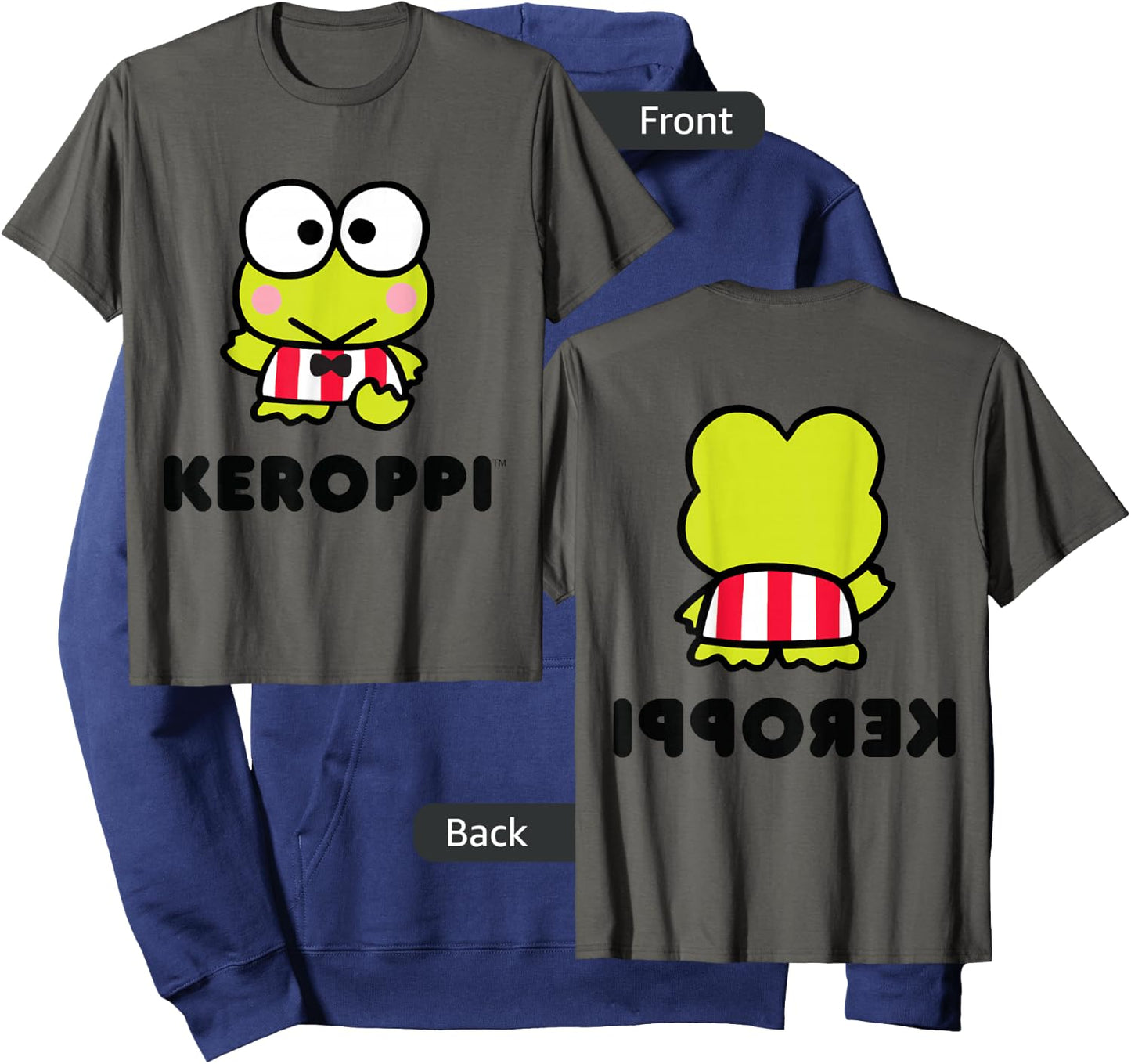 Keroppi Character Front and Back Hoodie - Hoodie | Navy