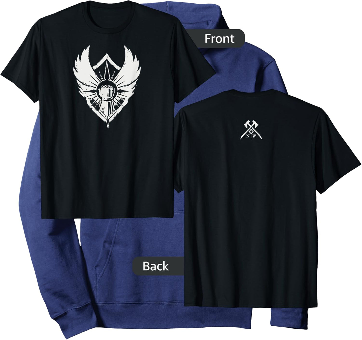 Amazon Games - New World Covenant Logo , Men's Black Small Classic Fit Short Sleeve Cotton Hoodie - Hoodie | Navy