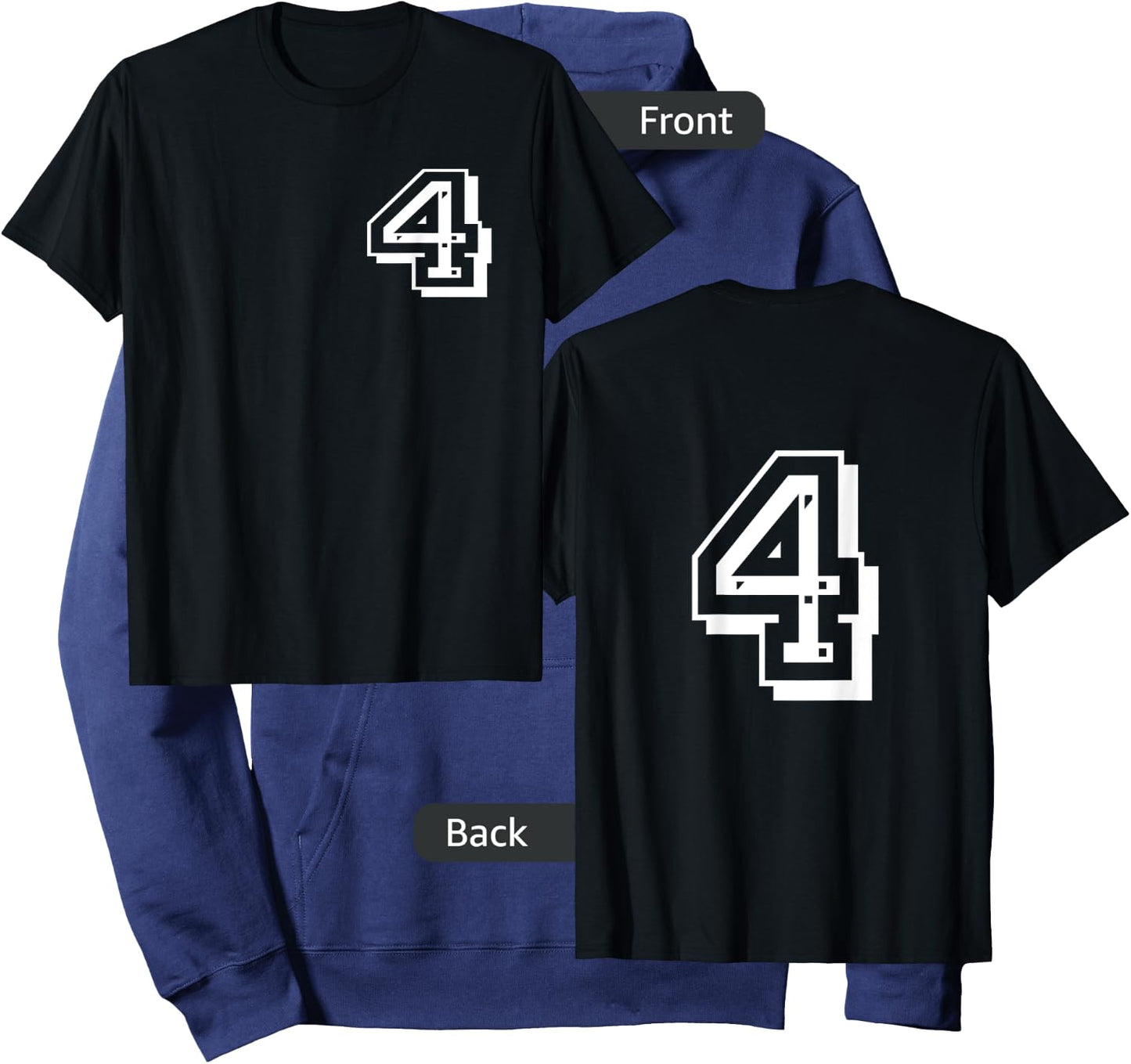 Front and Back number 4 Jersey My Favorite Player #4 Hoodie - Hoodie | Navy