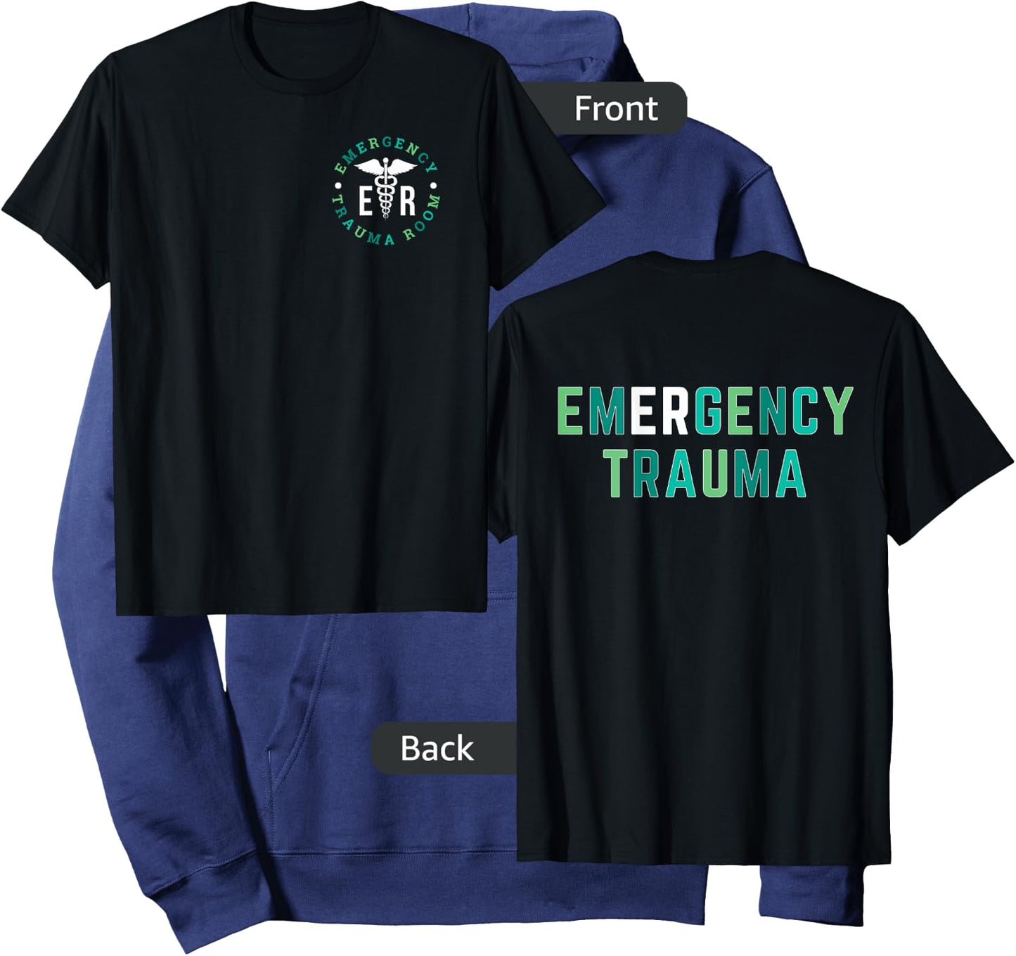 Emergency Department ER Trauma Front and Back Design Hoodie - Hoodie | Navy