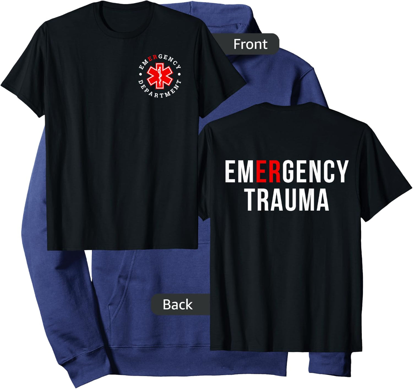 Emergency Department ER Trauma Front and Back Design Hoodie - Hoodie | Navy