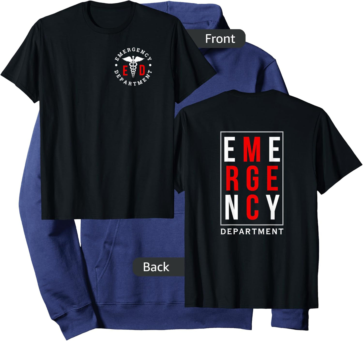 Emergency Department ER Trauma Front and Back Design Hoodie - Hoodie | Navy