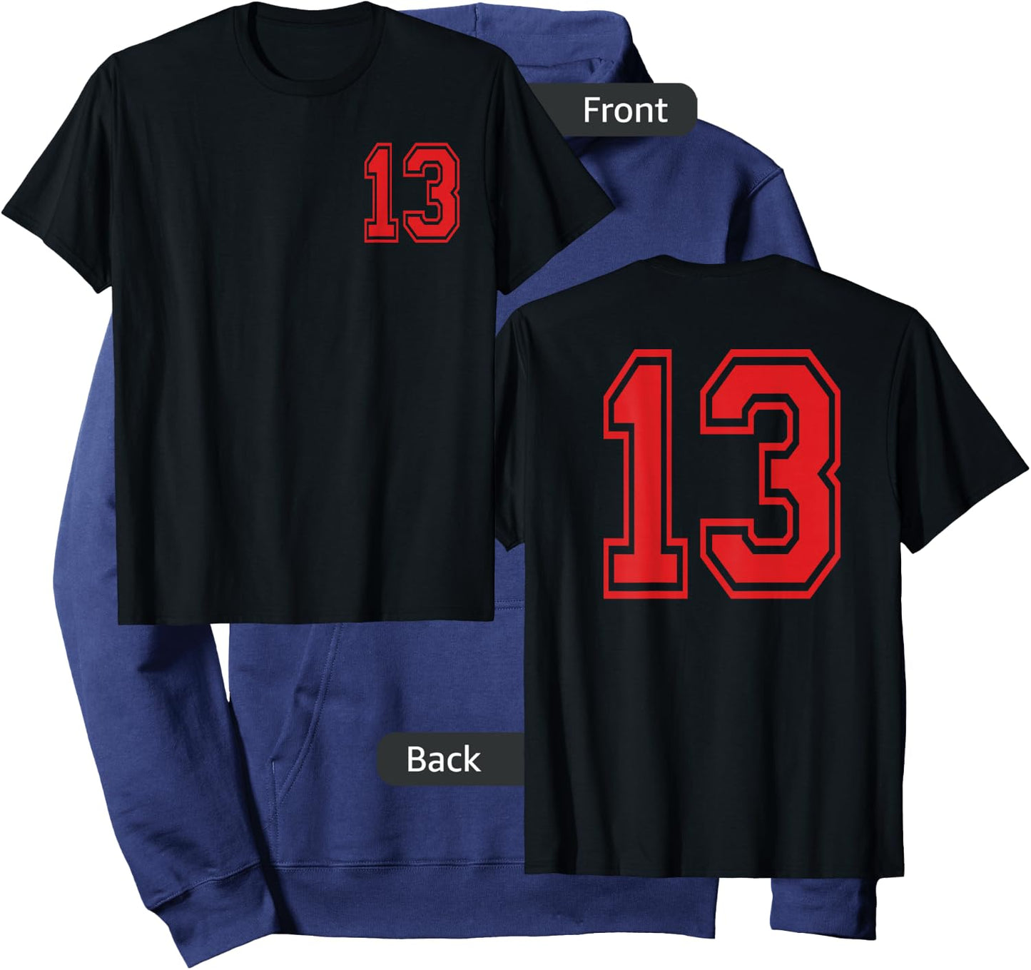 Number 13 in Red Hoodie - Hoodie | Navy