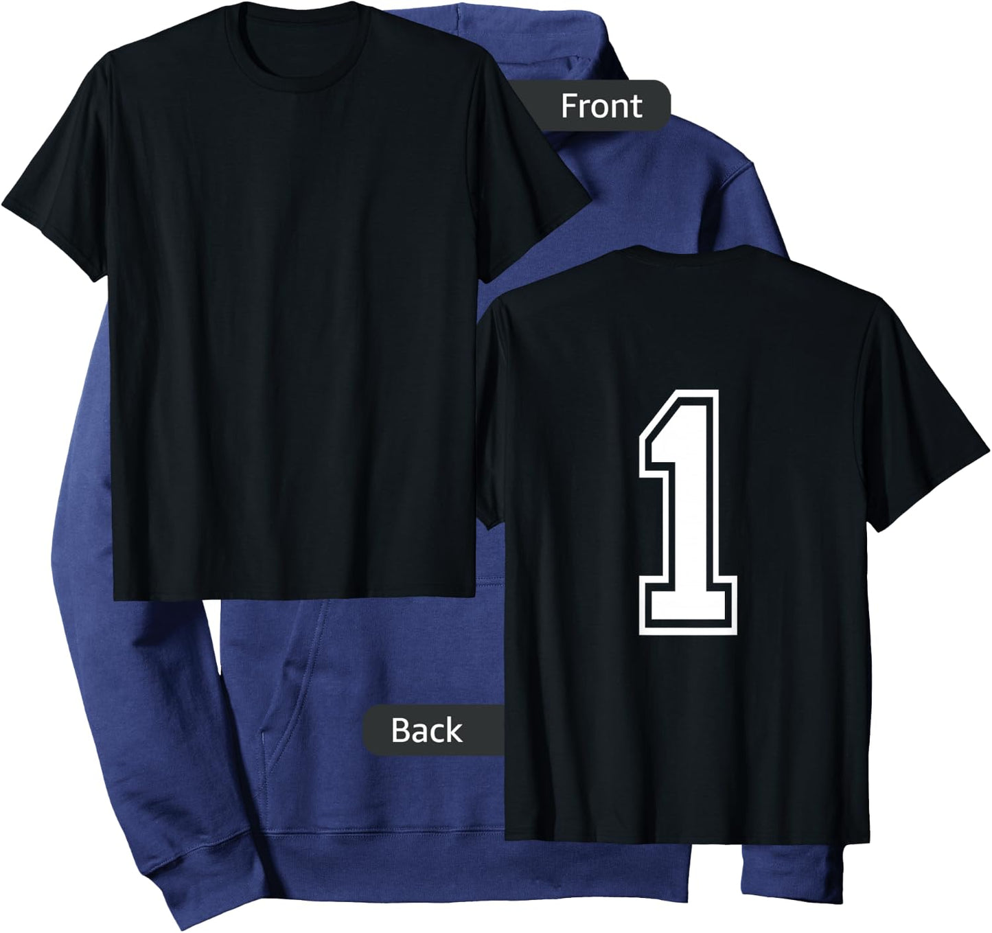 Number 1 Sports Player Number Back of Shirt Only Hoodie - Hoodie | Navy