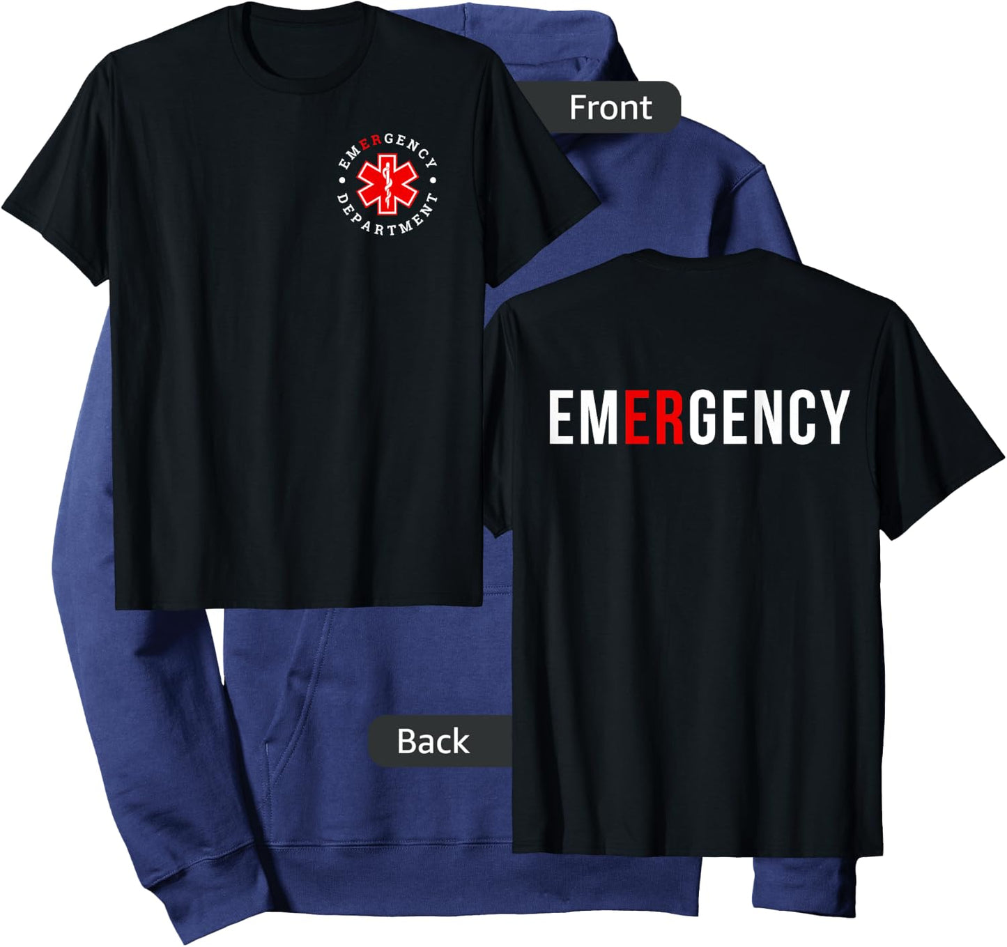 Emergency Department ER Trauma Front and Back Design Hoodie - Hoodie | Navy