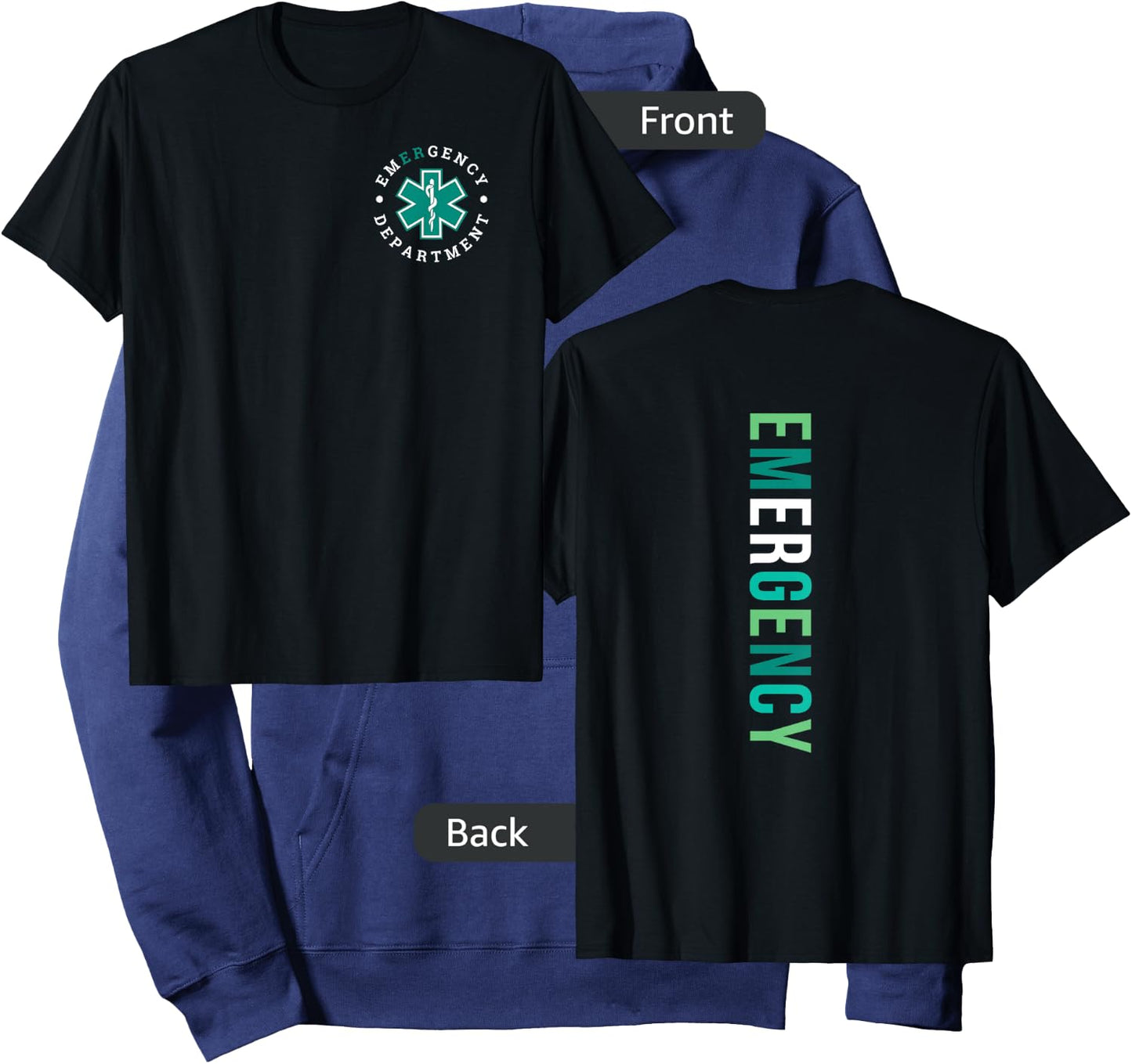 Emergency Department ER Trauma Front and Back Design , Small Hoodie - Hoodie | Navy