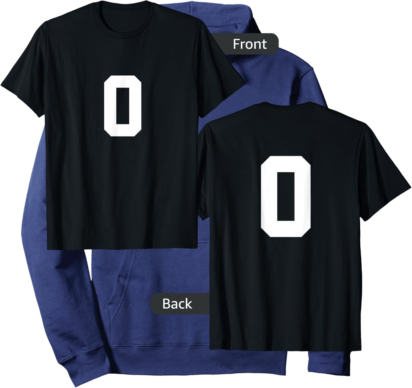 Number 0 (on Front / Back) Sports Team Number Jersey Hoodie - Hoodie | Navy