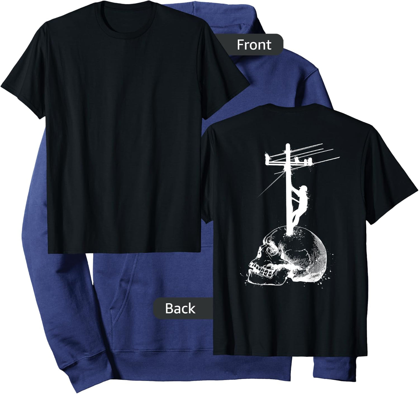 Lineman Gifts Line Worker Image On Back Of Shirt Hoodie - Hoodie | Navy