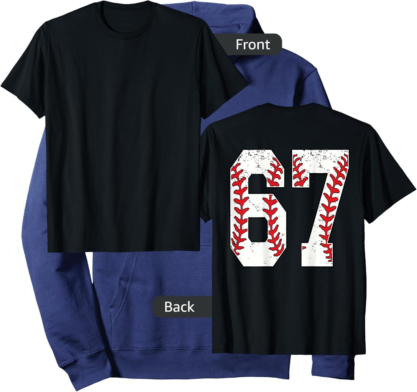 Number #67 Baseball Jersey Number 67 Print On Back Hoodie - Hoodie | Navy