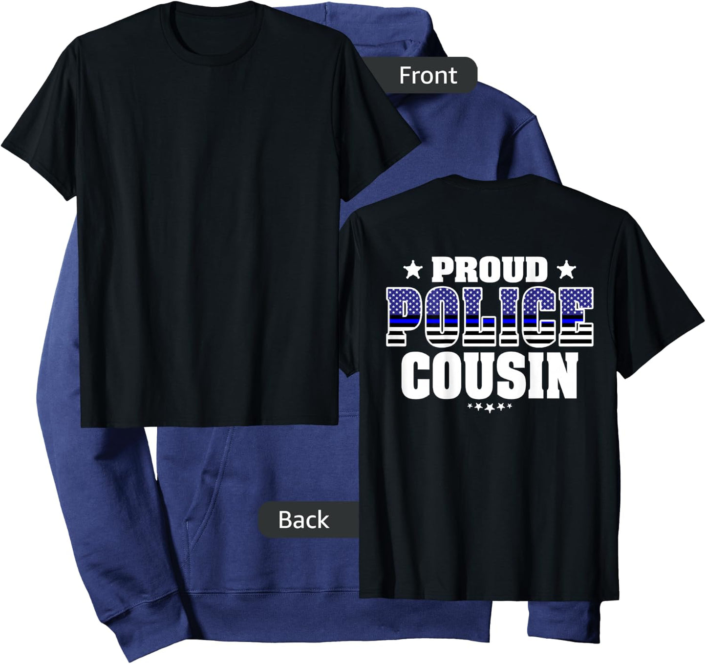 Proud Police Cousin Thin Blue Line US Flag Cop's Family Hoodie - Hoodie | Navy