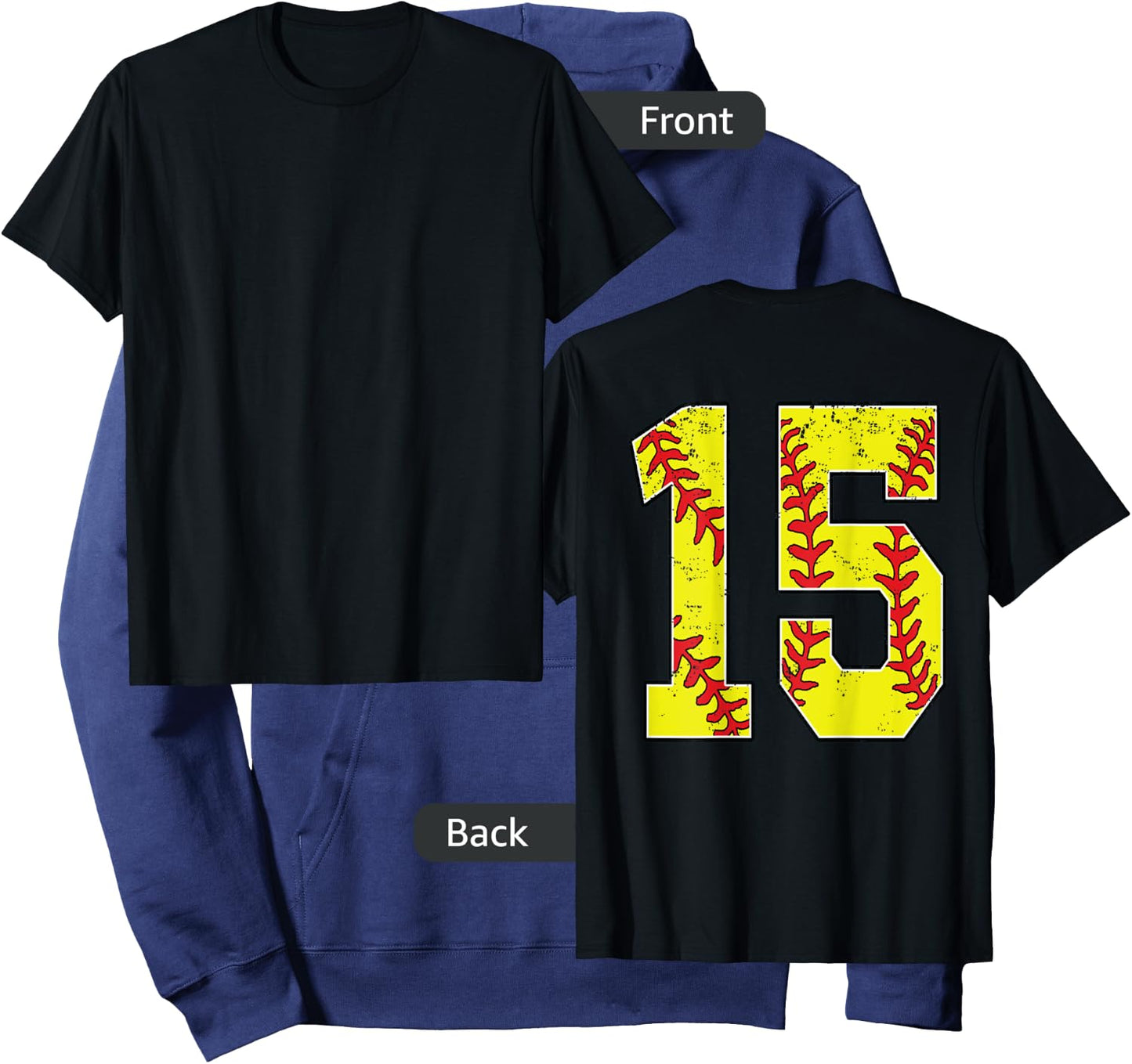 Number #15 Softball Jersey Number 15 Print On Back Hoodie - Hoodie | Navy