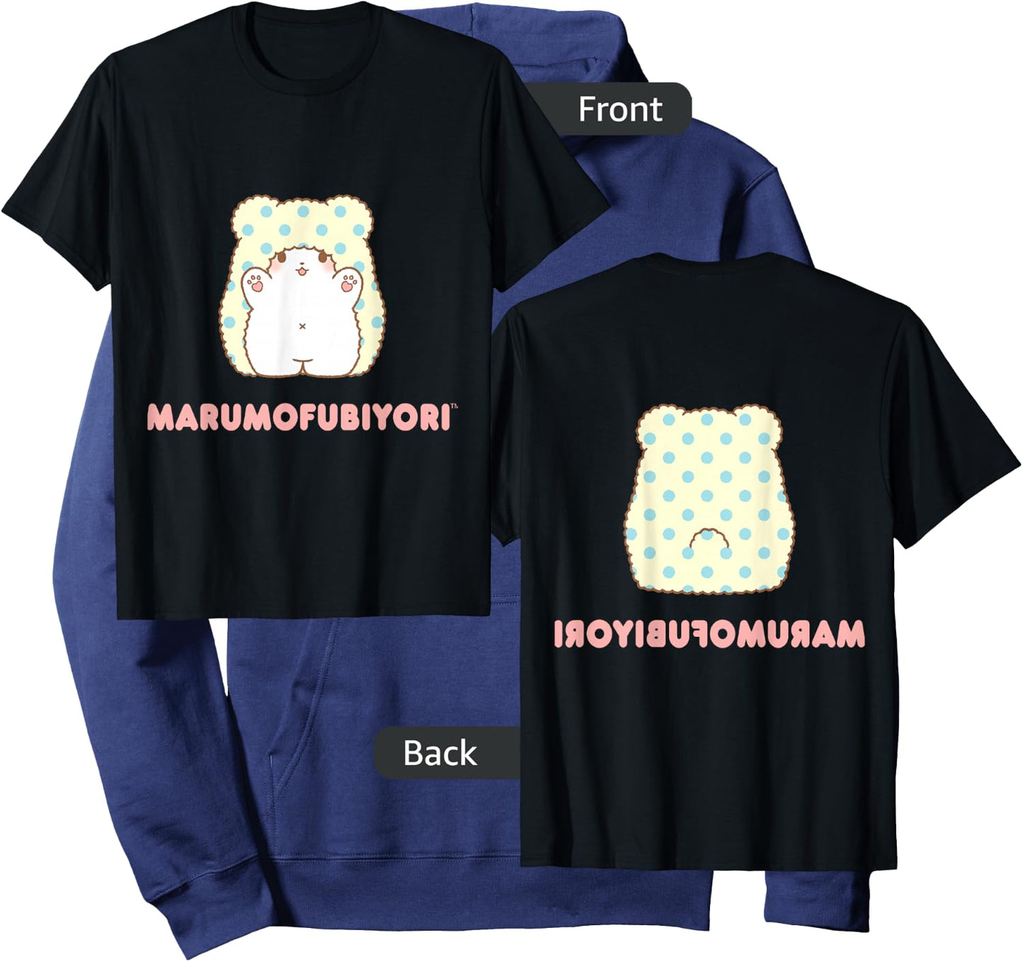 Marumofubiyori Character Front and Back Hoodie - Hoodie | Navy
