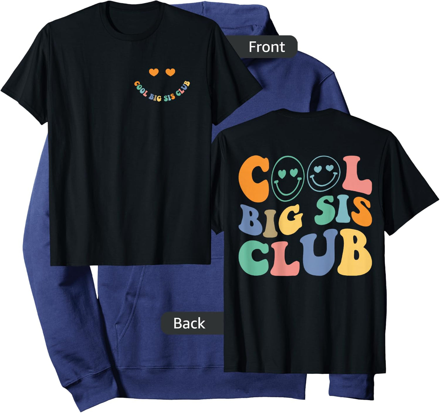Cool Big Sis Club Funny Sister Saying Retro Groovy Women Hoodie - Hoodie | Navy