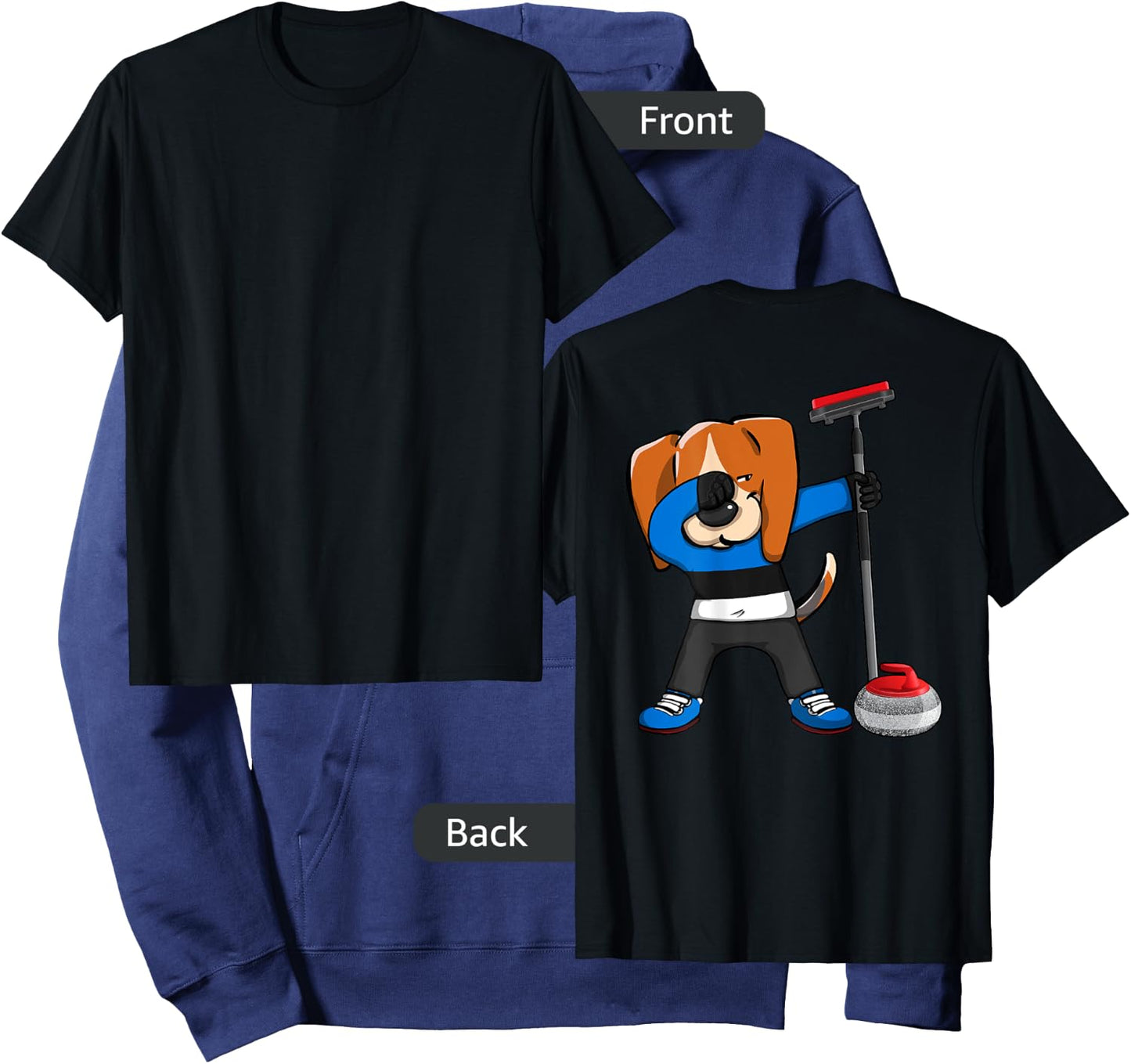 Dabbing Beagle Estonia Curling Lovers Jersey Winter Sports Hoodie - Hoodie | Navy