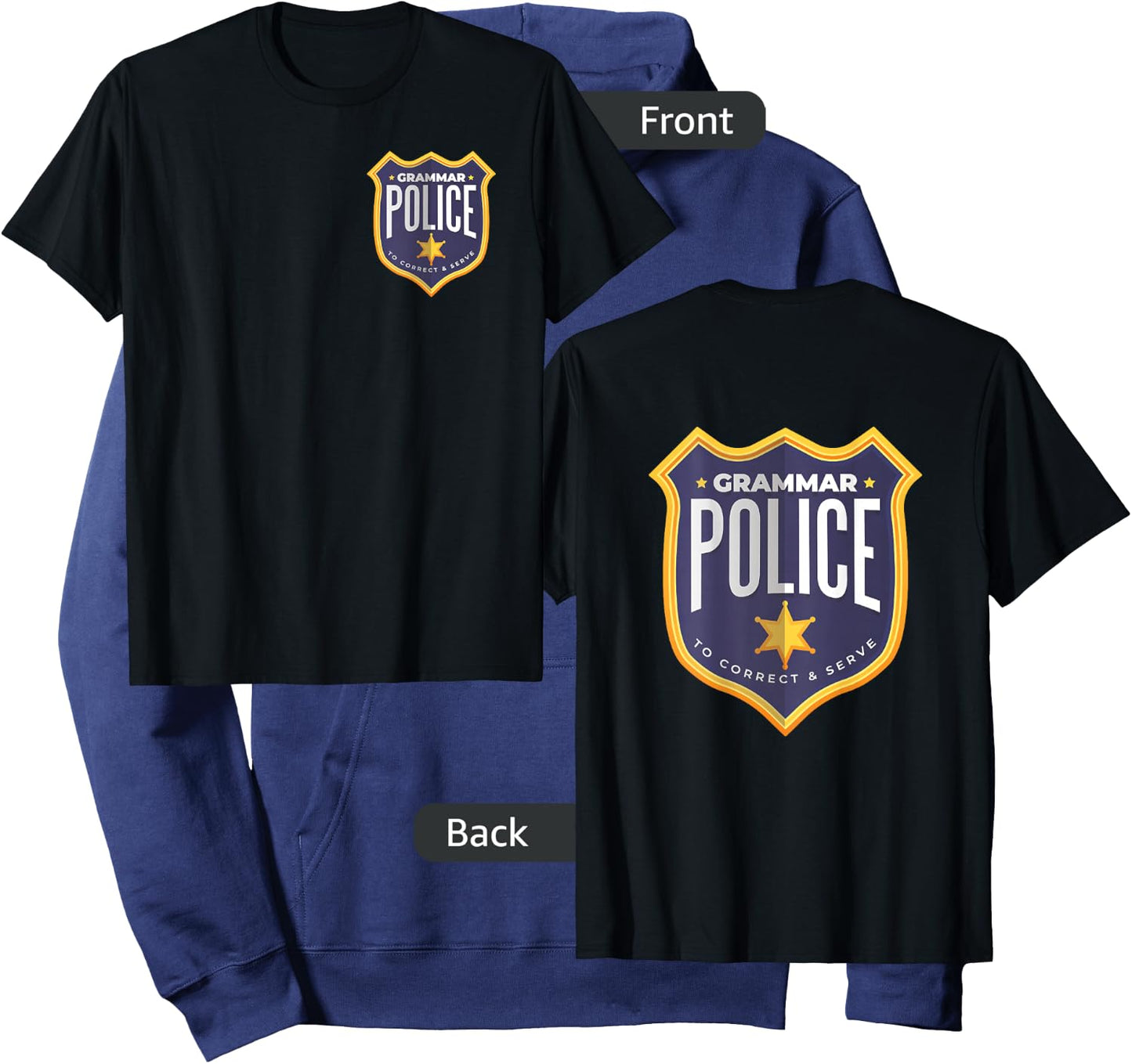 Grammar Police Halloween Cop Badge Costume Funny Hoodie - Hoodie | Navy