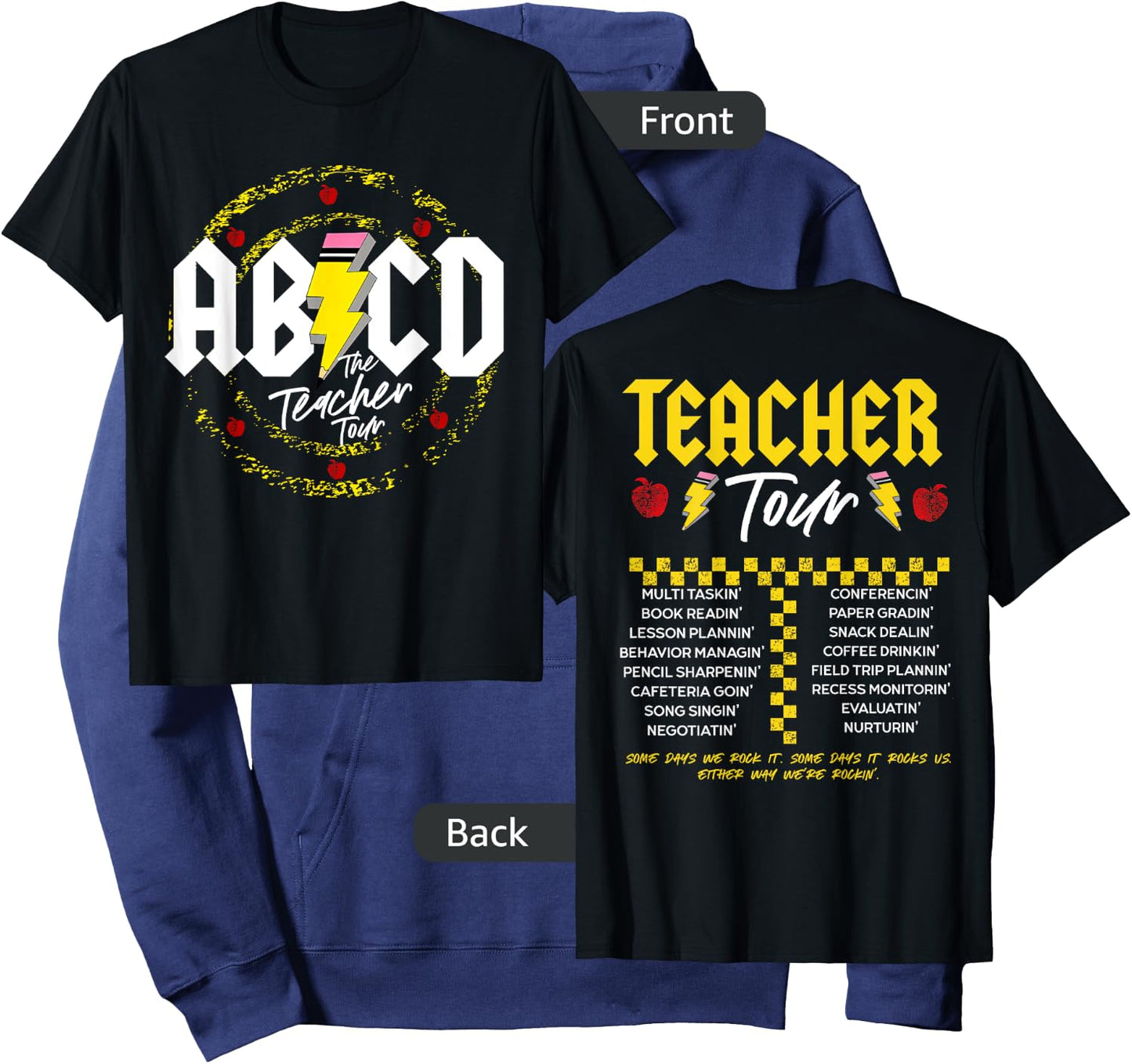 ABCD Teacher Tour, Back To School, End of Year, Front & Back Hoodie - Hoodie | Navy